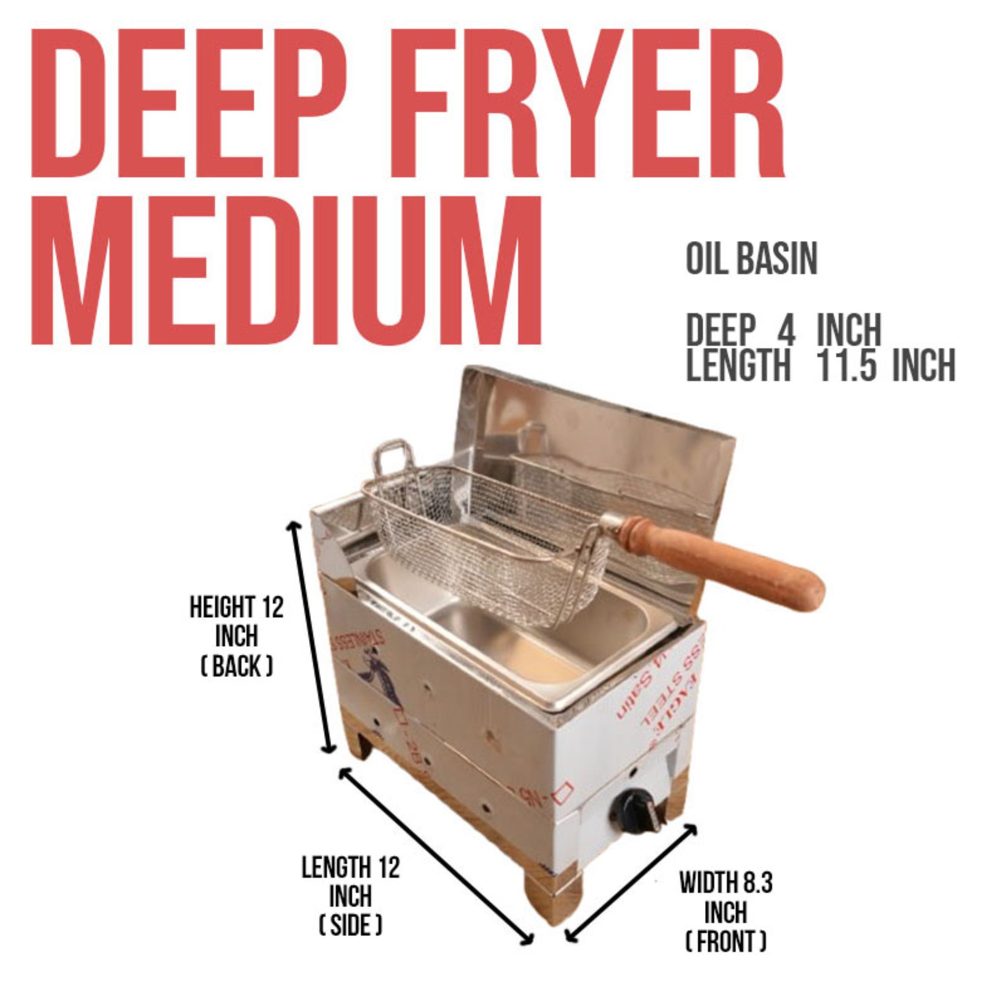 Deep fryer gas type ( N-FER) 14 " x 8.3 " x 12 " unit